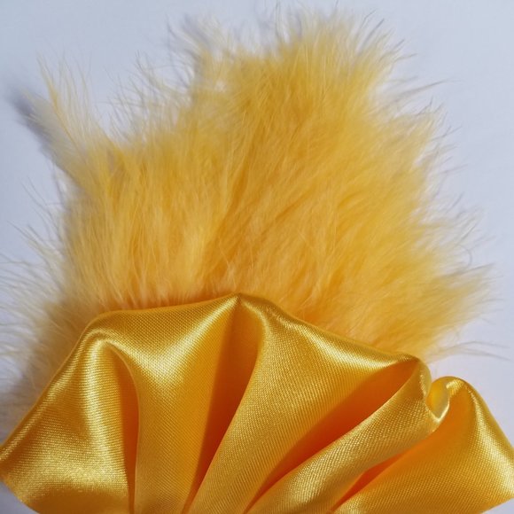 New - Yellow-Gold Satin Ruffle & Feather Pocket Square Insert - Picture 4 of 7
